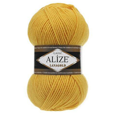Пряжа вязальная Alize Lanagold № 216 (240 м) 100 гр. жёлтый