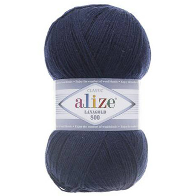 Пряжа вязальная Alize Lanagold 800 № 58 (100 гр.) тёмно-синий