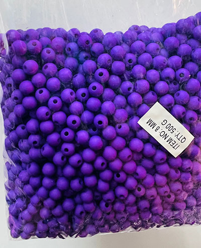 Бусины матовые фиолетовые (D-8 мм) 500 гр.