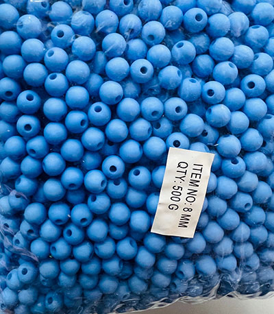 Бусины матовые голубые (D-8 мм) 500 гр.
