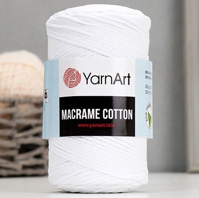 Пряжа Yarnart Macrame Cotton № 751 белая (225 м.) 250 гр.