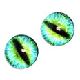 Клеевые глазки "Кошачий глаз вид 17" зелёный с синим d14 мм (20 шт)