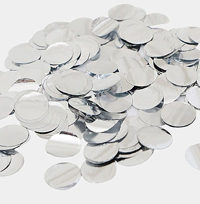 Конфетти фольгированные круглые серебро (D-0,5 см) 100 гр.