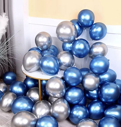 Латексные шары Хром (синие и серебро) 50 шт.