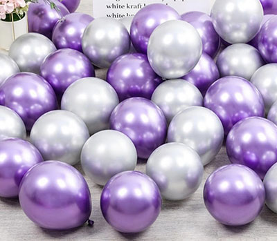 Латексные шары Хром (фиолетовые и серебро) 50 шт.