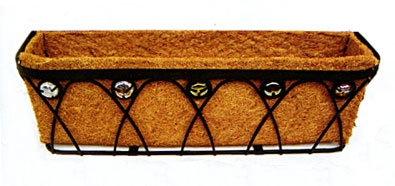 Балконный ящик с кокосовым  вкладышем (металл, 61x17x18.5см.)