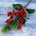 Декор новогодний - Снежная веточка с красными ягодами (Н-29см)