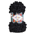 Пряжа вязальная Alize Puffy Fine № 60 чёрный (14,5 м) 100 гр.