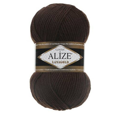 Пряжа вязальная Alize Lanagold № 26 (240 м) 100 гр. коричневый