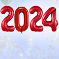Набор фольгированных цифр "2024" (4 цифры) красный