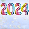 Набор фольгированных цифр "2024" (4 цифры) радужный