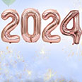 Набор фольгированных цифр "2024" (4 цифры) розовый золотой