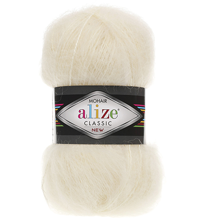 Пряжа Alize Mohair Classic № 01 (200 м) 100 гр. кремовый