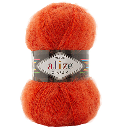 Пряжа Alize Mohair Classic № 37 (200 м) 100 гр. оранжевый Пряжа Alize Mohair Classic № 37 (200 м) 100 гр. оранжевый