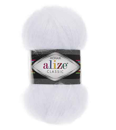 Пряжа Alize Mohair Classic № 55 (200 м) 100 гр. белый Пряжа Alize Mohair Classic № 55 (200 м) 100 гр. белый