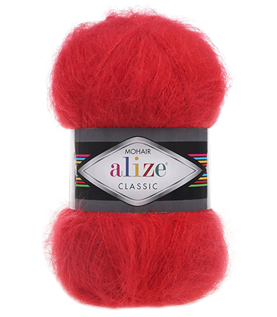 Пряжа Alize Mohair Classic № 56 (200 м) 100 гр. красный Пряжа Alize Mohair Classic № 56 (200 м) 100 гр. красный