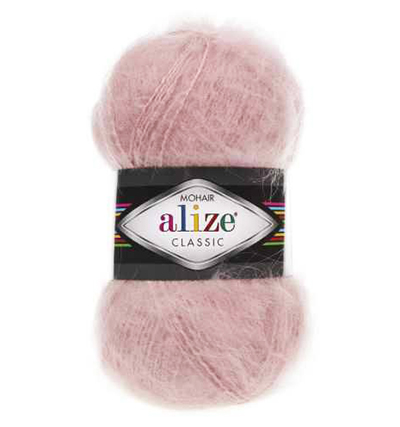 Пряжа Alize Mohair Classic № 161 (200 м) 100 гр. пудра Пряжа Alize Mohair Classic № 161 (200 м) 100 гр. пудра