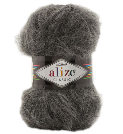 Пряжа Alize Mohair Classic № 196 (200 м) 100 гр. тёмно-серый меланж Пряжа Alize Mohair Classic № 196 (200 м) 100 гр. тёмно-серый меланж