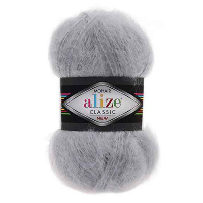 Пряжа Alize Mohair Classic № 21 (200 м) 100 гр. серый