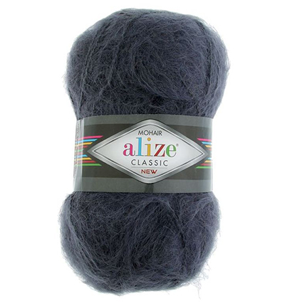 Пряжа Alize Mohair Classic № 53 (200 м) 100 гр. тёмно-серый