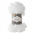 Пряжа Alize Puffy Fur № 6100 (6 м) 100 гр. белый