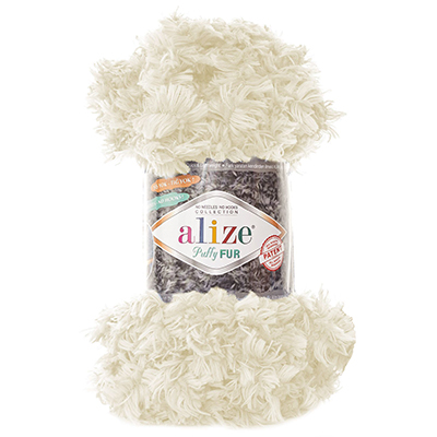 Пряжа Alize Puffy Fur № 6113 (6 м) 100 гр. кремовый Пряжа Alize Puffy Fur № 6113 (6 м) 100 гр. кремовый