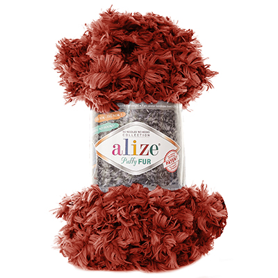 Пряжа Alize Puffy Fur № 6118 (6 м) 100 гр. оранжевый Пряжа Alize Puffy Fur № 6118 (6 м) 100 гр. оранжевый
