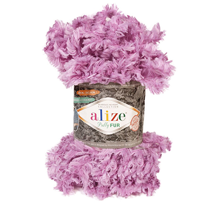 Пряжа Alize Puffy Fur № 6103 (6 м) 100 гр. розовая сирень Пряжа Alize Puffy Fur № 6103 (6 м) 100 гр. розовая сирень