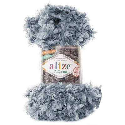 Пряжа Alize Puffy Fur № 6107 (6 м) 100 гр. серо-голубой Пряжа Alize Puffy Fur № 6107 (6 м) 100 гр. серо-голубой