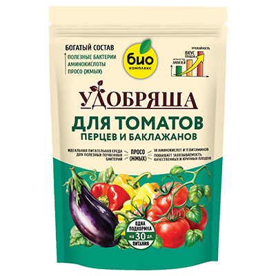 Удобрение органическое для томатов, перцев, баклажанов, ТМ Удобряша (900 г) Удобрение органическое для томатов, перцев, баклажанов, ТМ Удобряша (900 г)