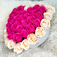 Букет из мыльных роз "Сердце" (кремовые, розовые) 53 шт
