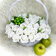 Букет из мыльных белых роз в корзине (47 шт.)